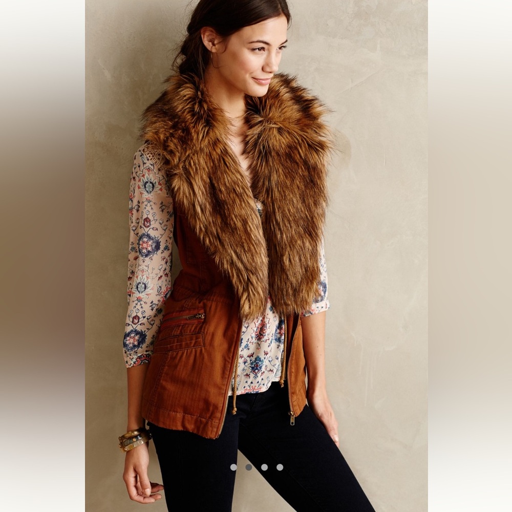 Anthropologie Hei Hei Faux Fur Shawl Vest